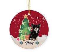 Ceramic Christmas Decorations Black White Chihuahua Dog Christmas Tree Decoration Classic Ceramic Christmas Hanging Ornament Round Ceramic Decorations For Office Gifts Door Accent