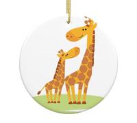 Ceramic Christmas Giraffe Print Ornaments 2025,Classic Round Hanging Ornaments,Christmas Tree Hanging Decorations