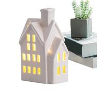 Ceramic Christmas Houses | Ceramic House with Lighting - Christmas Table Decoration | For Festive Home as Table Decoration for Indoor Use Mantle at Celebrations and Seasonal Decoration