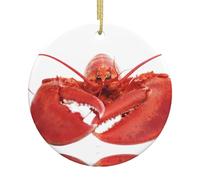 Ceramic Christmas Lobster Print Ornaments 2025,Classic Round Hanging Ornaments,Christmas Tree Hanging Decorations