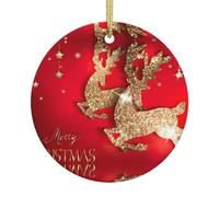 Ceramic Christmas Merry Christmas 3 Print Ornaments,Cute Xmas Tree Decorative Hanging Ornaments,Unique Gift For Family Friends