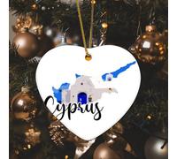 Ceramic Christmas Ornament Cyprus Landmark Scenery Christmas Ornament Cyprus Ornaments Porcelain Decoration for Christmas Tree Unique Xmas Keepsake