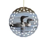 Ceramic Christmas Ornaments 3 Inch Loon Birds Double Sided Round Pendant Holiday Xmas Tree Hanging Decor for Home, Party, Hotel Decorations, Gift for Teacher, Neighbor, Friend