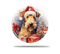 Ceramic Christmas Ornaments, 7.3Cm Airedale Terrier Dog 3D Tree Decorations Bauble Christmas Tree Pendant For Holiday Indoor Party