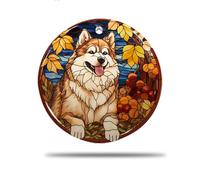 Ceramic Christmas Ornaments, 7.3Cm Autumn Alaskan Malamute Dog Christmas Decorations Xmas Tree Hanging Ornaments Xmas Tree Bauble For Home Indoor Gift