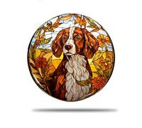 Ceramic Christmas Ornaments, 7.3Cm Autumn Brittany Spaniel Dog Christmas Decorations Xmas Tree Hanging Ornaments Tree Decorations For Party Holiday Family