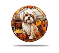 Ceramic Christmas Ornaments, 7.3Cm Autumn Lhasa Apso Dog Vector Christmas Baubles Christmas Tree Hanging Ornament Ceramics Christmas Tree Decorations For Home Gift Decor