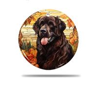 Ceramic Christmas Ornaments, 7.3Cm Autumn Newfoundland Dog Pattern Bauble Christmas Tree Pendant Xmas Tree Bauble For Indoor Party Gift