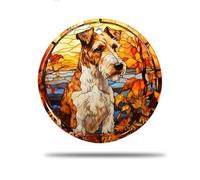 Ceramic Christmas Ornaments, 7.3Cm Autumn Wire Fox Terrier Dog Vector Christmas Decorations Xmas Tree Ornament Hanging Christmas Tree Decorations Indoor