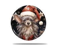 Ceramic Christmas Ornaments, 7.3Cm Chinese Crested Dog 3D Hanging Decorations Christmas Baubles Christmas Decorations Home