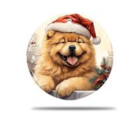 Ceramic Christmas Ornaments, 7.3Cm Chow Chow Dog 3D Hanging Decorations Christmas Hanging Decoration Christmas Baubles For Indoor Party Holiday