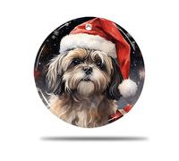 Ceramic Christmas Ornaments, 7.3Cm Lhasa Apso Dog Vector 3D Ceramics Christmas Tree Decorations Hanging Decorations Christmas Hanging Decoration For Decor Party Family