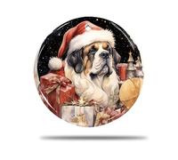 Ceramic Christmas Ornaments, 7.3Cm Saint Bernard Dog Pattern 3D Ceramics Ornaments Hanging Decorations Xmas Tree Bauble For Holiday Home Decor