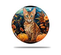Ceramic Christmas Ornaments, 7.3Cm Thanksgiving Savannah Cat Surrouding With Pumpkin 3D Ceramics Christmas Tree Decorations Ceramics Ornaments Christmas Tree Hanging Ornament For Family Indoor