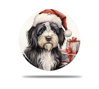 Ceramic Christmas Ornaments, 7.3Cm Tibetan Terrier Dog 3D Christmas Hanging Decoration Christmas Tree Decorations Xmas Tree Hanging Ornaments For Family Decor Indoor