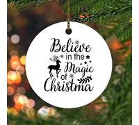 Ceramic Christmas Ornaments Believe In The Magic Of Christmas Tree Hanging Ornament Customized With Rope Keepsake