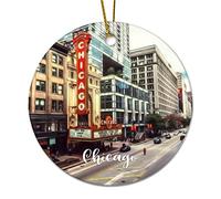 Ceramic Christmas Ornaments Chicago City Scene Building Cityscape Landscape Ceramic Hanging Home Decor Personalized Keepsake