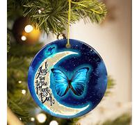 Ceramic Christmas Ornaments, Christmas Tree Pendant, I Love You to The Moon and Back Butterfly, Hanging Decorations, with Lanyard