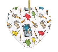 Ceramic Christmas Ornaments Color Brush Paint Christmas Tree Heart Ornament Hanging Pendant Decorations Cute Christmas Home Decorations Xmas Gifts