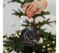 Ceramic Christmas Ornaments - Double-Sided Printed Hanging Decor with Gold String for Xmas Tree, Glass Slipper & Thorns Winter Holiday Keepsake Gift for Family & Friends, Home Party