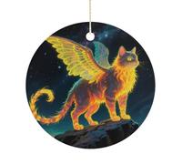 Ceramic Christmas Ornaments for Tree Decorations - Farmhouse Christmas Decor, Strange Creature Themed Hanging Pendant Round Ornament for Xmas Tree Gifts (2.9 Inch)