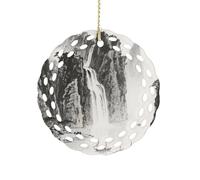 Ceramic Christmas Ornaments Ink Painting Landscape Round Double Sided Porcelain Hanging Decor for Xmas Tree, Holiday Home Decor and Gift Party Decorations (3 Inch)