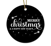 Ceramic Christmas Ornaments Merry Christmas And A Happy New Year Christmas Tree Pendant With Holes With Rope Keepsake