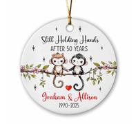 Ceramic Christmas Ornaments, Still Holding Hands After 50 Years Christmas Decorations Tree Decorations With Lanyard 7.3Cm