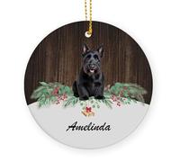 Ceramic Christmas Ornaments With Lanyard Black Scottish Terrier Dog Christmas Hanging Decoration Ceramics Ornaments 7.3Cm