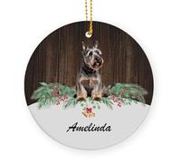Ceramic Christmas Ornaments With Lanyard Brindle Scottish Terrier Dog Christmas Hanging Decoration Tree Decorations 7.3Cm