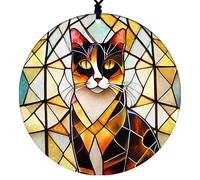 Ceramic Christmas Ornaments With Lanyard Calico Cat Christmas Hanging Decoration Xmas Tree Ornament Hanging 7.3Cm