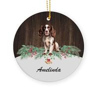 Ceramic Christmas Ornaments With Lanyard Chocolate Cocker Spaniel Dog Christmas Decorations Xmas Tree Hanging Ornaments 7.3Cm