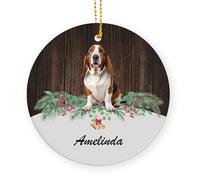 Ceramic Christmas Ornaments With Lanyard Tricolor Basset Hound Dog Lover Christmas Tree Decorations Tree Decorations 7.3Cm