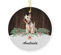 Ceramic Christmas Ornaments With Lanyard Wheaten Scottish Terrier Dog Lover Christmas Baubles Xmas Tree Hanging Ornaments 7.3Cm