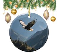 Ceramic Christmas Ornaments Xmas Hanging Ornament with Gold String, Porcelain Eagles Fly in The Valley Christmas Tree Decorations for Fireplace Mantel Wreath Xmas Holiday Party Winter Decor Gift