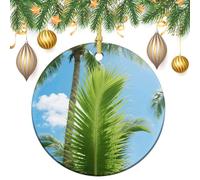 Ceramic Christmas Ornaments Xmas Hanging Ornament with Gold String, Porcelain Tropical Palm Leaves Christmas Tree Decorations for Fireplace Mantel Wreath Xmas Holiday Party Winter Decor Gift