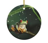 Ceramic Christmas Peace Tree Frog Print Ornaments 2025,Classic Round Hanging Ornaments,Christmas Tree Hanging Decorations
