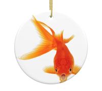 Ceramic Christmas Real Fish Print Ornaments 2025,Classic Round Hanging Ornaments,Christmas Tree Hanging Decorations