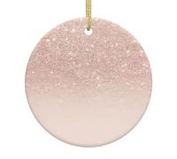 Ceramic Christmas Rose Gold Wallpaper Print Ornaments 2025,Classic Round Hanging Ornaments,Christmas Tree Hanging Decorations