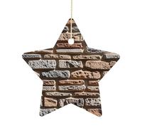 Ceramic Christmas Star Ornament 2.7 Inch, Double-Sided Printed, Durable & Fade-Resistant Xmas Decoration Stone Wall Ornaments for Tree, Gift & Holiday Home Decor