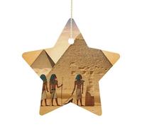 Ceramic Christmas Star Ornament 2.7 Inch, Double-Sided Printed, Durable & Fade-Resistant Xmas Decoration Ancient Egyptians Ornaments for Tree, Gift & Holiday Home Decor