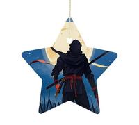 Ceramic Christmas Star Ornament 2.7 Inch, Double-Sided Printed, Durable & Fade-Resistant Xmas Decoration Moonlight Watercolor Style Ornaments for Tree, Gift & Holiday Home Decor