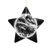 Ceramic Christmas Star Ornament 2.7 Inch, Double-Sided Printed, Durable & Fade-Resistant Xmas Decoration The Mysterious Burning of The Sun Ornaments for Tree, Gift & Holiday Home Decor