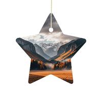 Ceramic Christmas Star Ornament 2.7 Inch, Double-Sided Printed, Durable & Fade-Resistant Xmas Decoration Autumn Rainy in The Valley Ornaments for Tree, Gift & Holiday Home Decor