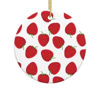 Ceramic Christmas Strawberry Print Ornaments 2025,Classic Round Hanging Ornaments,Christmas Tree Hanging Decorations