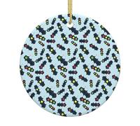Ceramic Christmas Traffic Light Print Ornaments 2025,Classic Round Hanging Ornaments,Christmas Tree Hanging Decorations