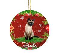 Ceramic Christmas Tree Ceramic Ornament Siamese Cat Lover Christmas Tree Decoration Classic Ceramic Christmas Hanging Ornament Round Personalised Christmas Bauble For Wall Door Accent Family
