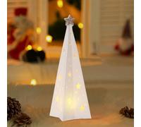 Ceramic Christmas Tree Decorations, White Christmas Tree with Lights, LED Small Christmas Tree, Artificial Table Top Decorations for Countertop, Mantle Windowsill, Bookshelf, Windowsill, Balcony
