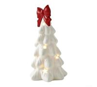 Ceramic Christmas Tree Figurine for Holiday Desktop Decor | Fine for clay Porcelain/ Smooth Glazed Finish/ Compact 11.2cm Size/ For Shelves Mantels/ Easy Wipe-clean