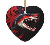Ceramic Christmas Tree Hanging Ornaments with Gold Ropes Christmas Tree Decorations Heart Ceramic red-Black Shark Pendant Keepsake Decorations for Holiday Xmas Gift Ideas